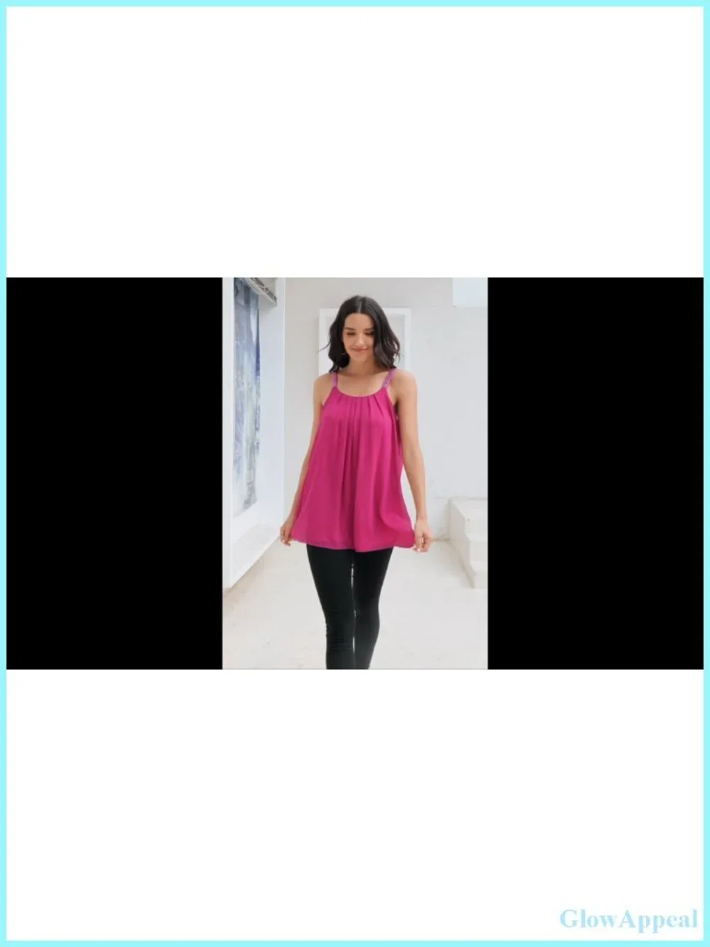 Plus Size Pleated Chiffon Tank Top with Beaded Strap